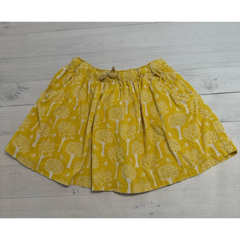 Mini Boden girls‎ yellow corduroy skirt with trees size 6/7
